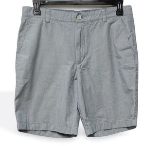 Van Heusen Mens Blue White Pinstripe Straight Fit Cotton Shorts 33x9.5